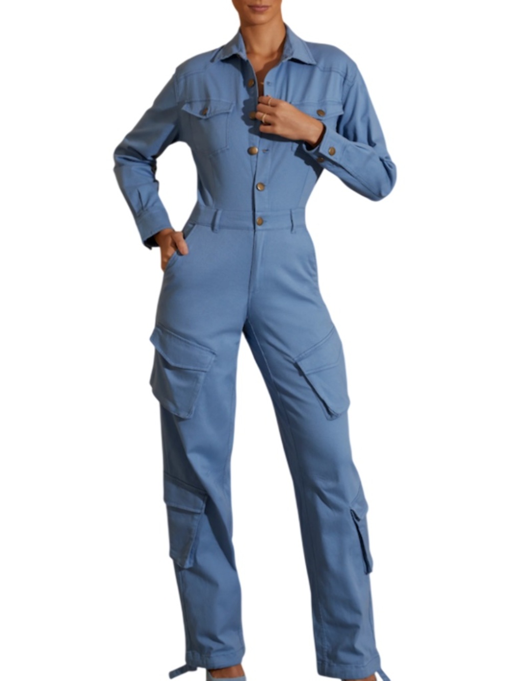 Oh Polly Light Blue Utility Jumpsuit Size US 6 UK 10
